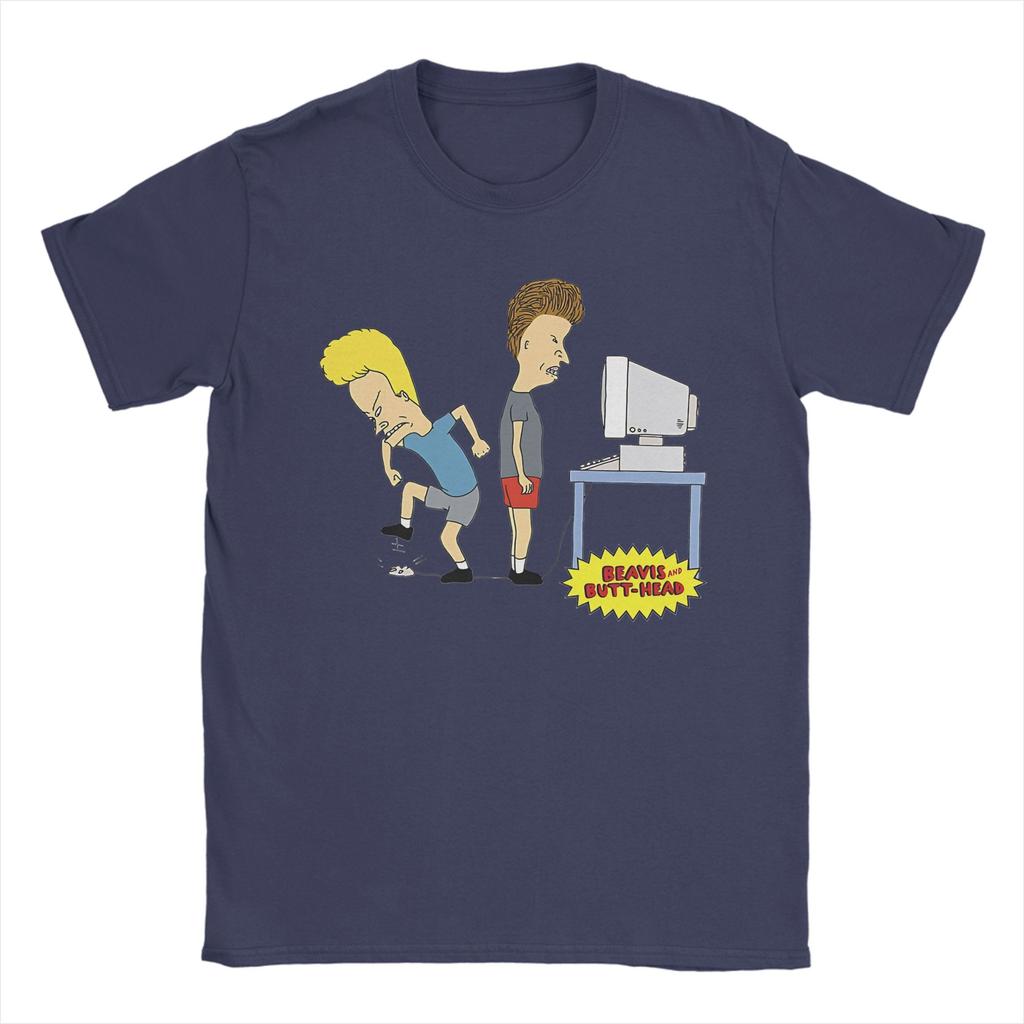 Harajuku Paar Beavis und Butthead kann Computer nicht benutzen T-Shirt Herren Baumwolle Kurzarm Rundhals Sommerkleidung