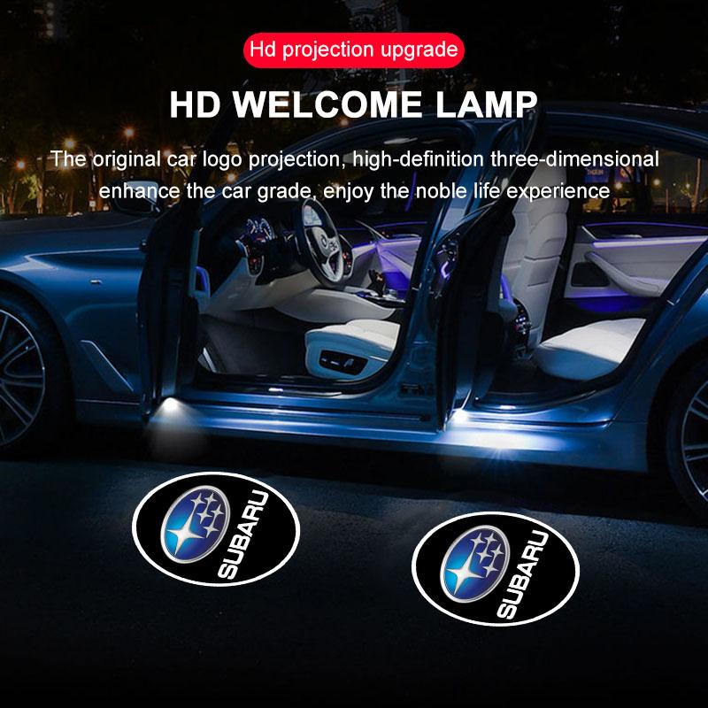 2pcs HD Led Welcome Light Car Door Projector Lamps Car Accessories For Subaru Forester SG5 SH SJ Impreza XV Legacy Outback WRX STI GC8 Tribeca