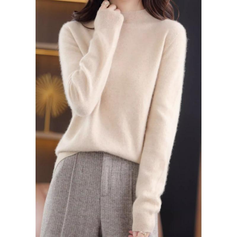 Women's Pullover Sweater Autumn/winter Half High Neck Loose Pullover Slim Base Sweater
