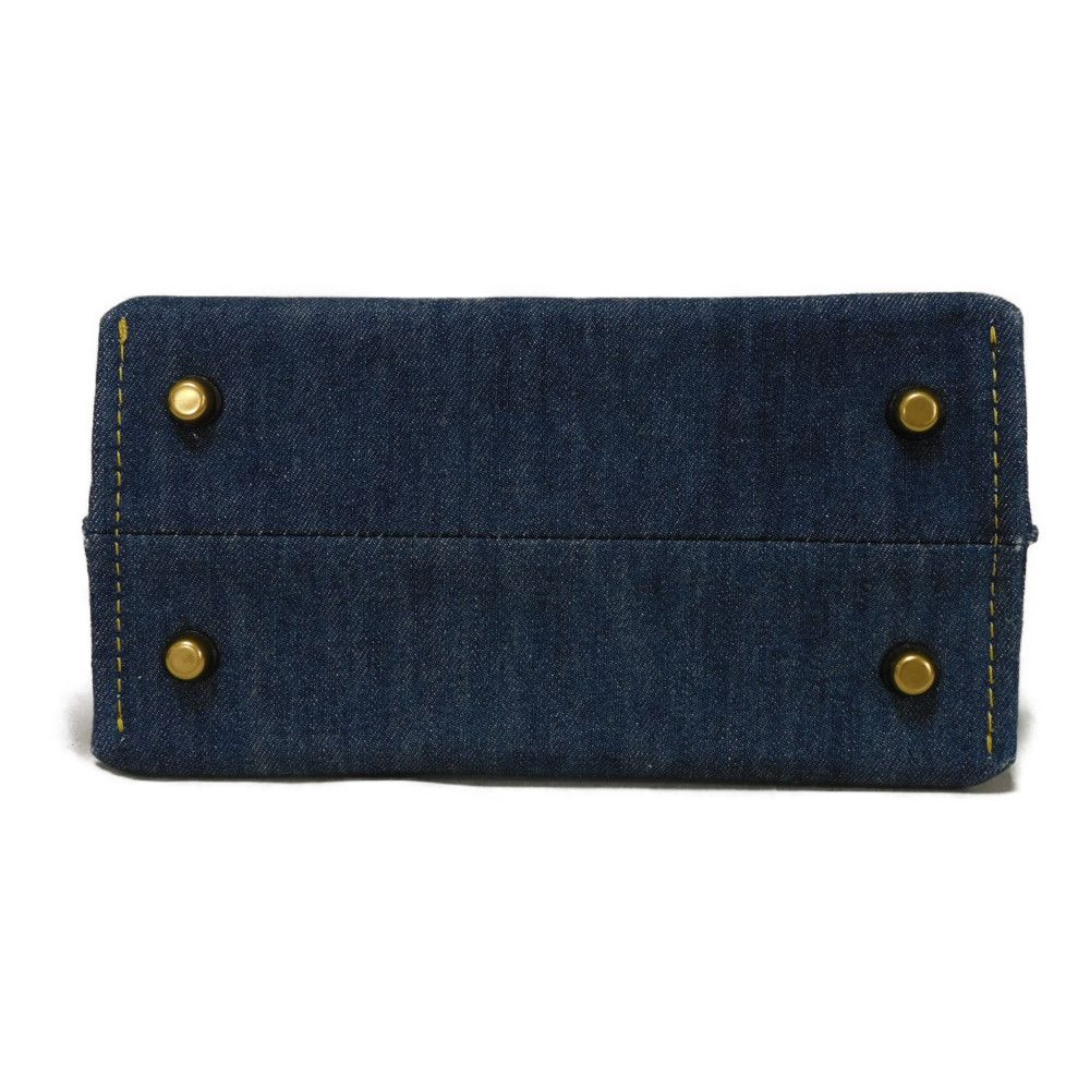 Used 9726 Willow Bucket Bag CA837 7921 C Mark Denim Pebble Calfskin 2-Way Crossbody Bag with C Logo Turn Lock, Blue,