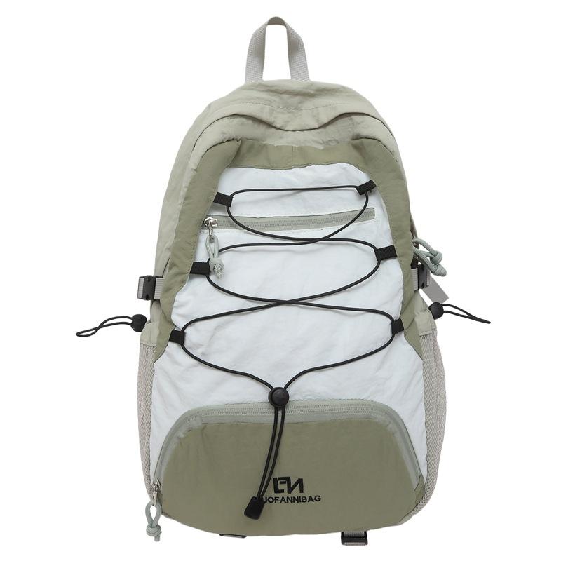 

Рюкзак на шнурке большой вместимости, мужской, для активного отдыха, для велоспорта, спортивный, студенческий школьный Large зелёный/серый