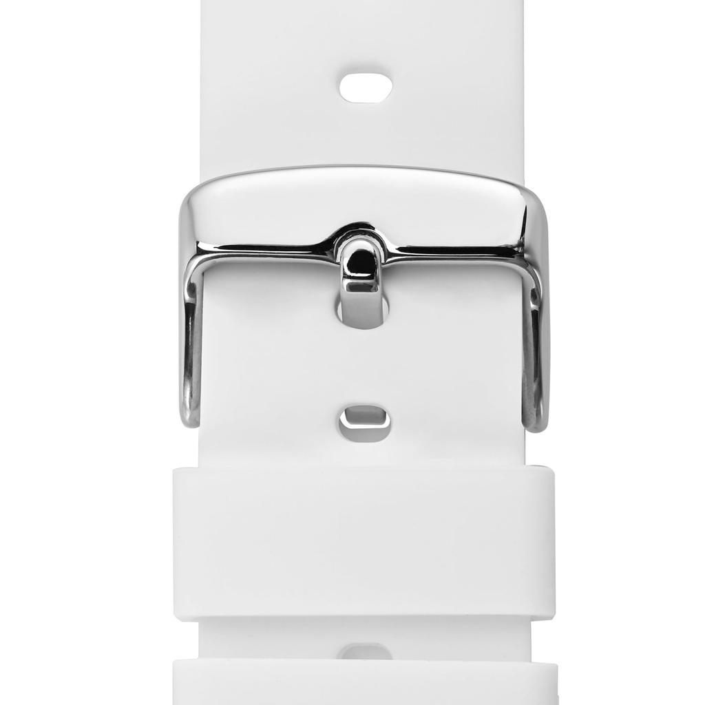 WOCCI 15mm Silikonkautschuk Uhr Wasserdicht Ersatz Schnellverschluss Armband, Armband, Lösen, Weiß/Silber