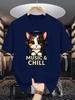 Cat With Headphones Music And Chill Graphic Unisexs Crew Neck T Shirt Cartoon Pet Print Short Sleeve Casual Cotton Daily Street Top