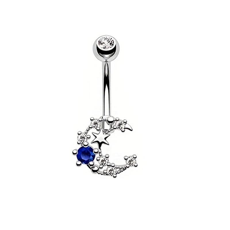 14G Blue Series Stainless Steel Belly Button Ring - Simple, Fashionable, Sexy, Japanese & Korean Style