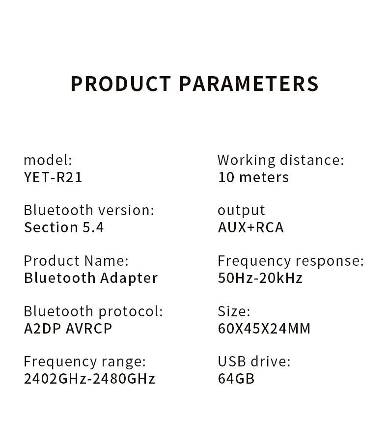 Bluetooth 5.4 Audio Receiver 3.5mm AUX RCA USB U-Disk Stereo Music Wireless Audio Adapter For PC TV Car Kit Speaker Amplifier