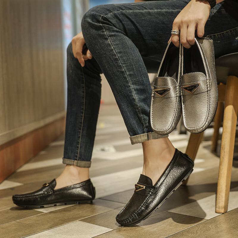 Men Moccains Slip On Fashion Italian Black Genuine Leather Loafers Men Dress Shoes Slip On Party Wedding Shoes Men Loafers