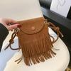 Mode Retro Faux Mocka Dam Messenger Väskor Tote Liten Tofs Handväska För Damer Flikdesign Axel Crossbody Väska