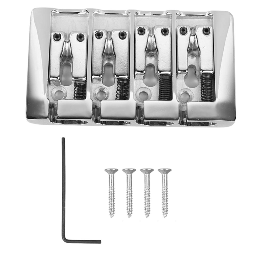 L Shaped Bass Bridge 4 String High Mass Metal Electric Bass Bridge Accessory for Musical Instrument Silver