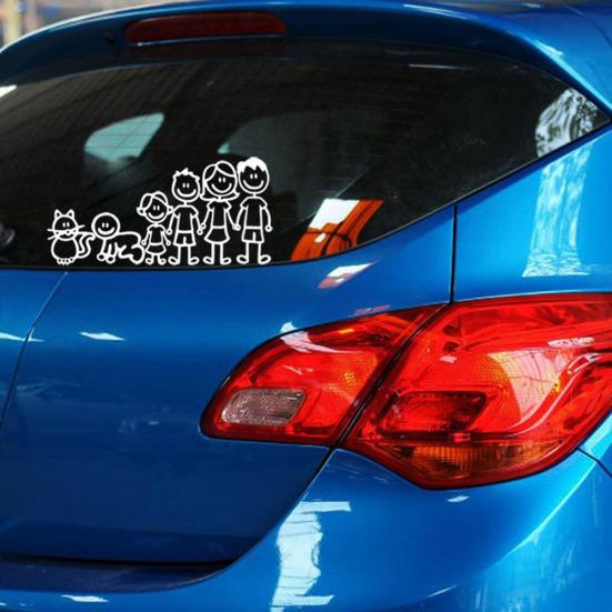 Funny Family Member Dog Cat Figure Pet Decor Car Sticker Decal for Window Door