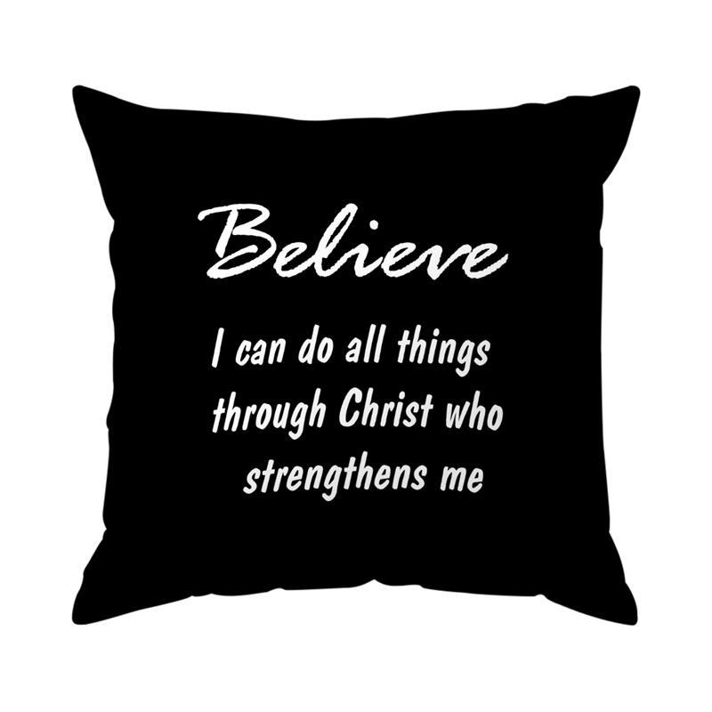 Home Decor Believe Faith Joy Love Inspirational Pillows Pattern Cushion Cover Suitable For Sofa Bedroom Car Pillow Cover
