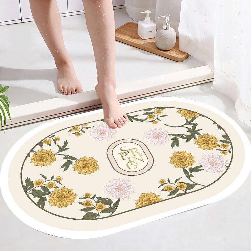 Oval Shaped Floor Mat Kitchen Carpet Bathroom Entrance Bathroom Dirt Resistant Mat Floor Mat