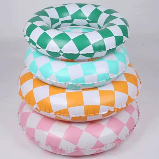 Kids Swimming Ring Thickened Inflatable Safe Swim Trainer PVC Chess Grid Kids Swimming Circle Outdoor Supplies