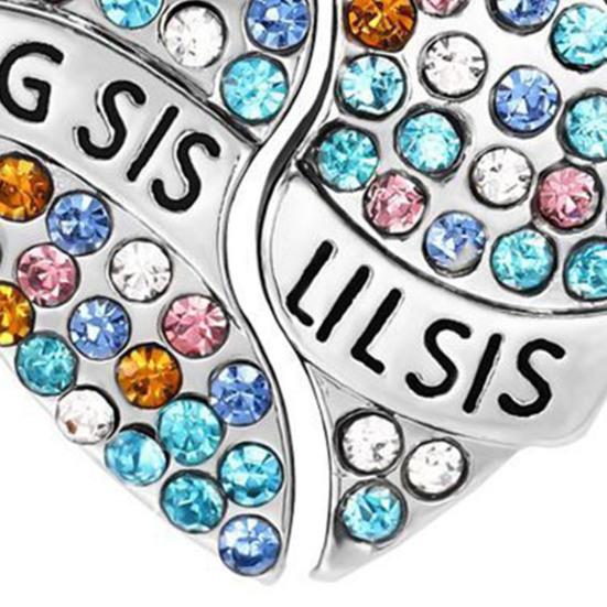 2Pcs/Set Sister Love Necklace Big Sister And Little Sister Necklaces Rainbow Heart Charm Necklace