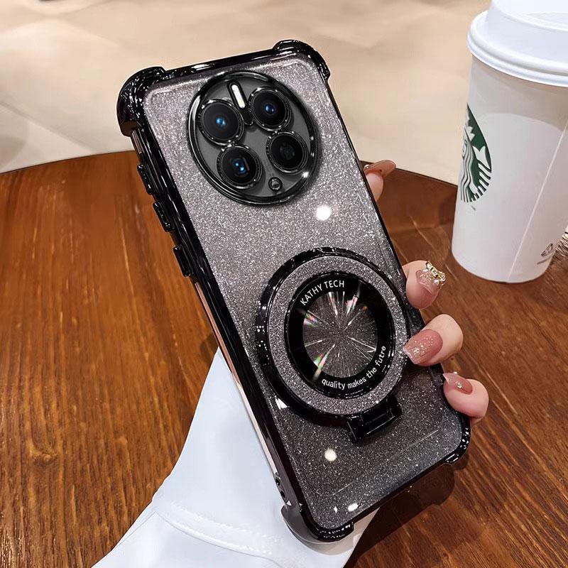 Carcasă Mate50 cu suport magnetic de lux, rezistentă la șocuri, pentru Huawei Mate 50, 60, 30, 40 Pro, 50pro, cu suport, strălucitor, coque cu sclipici