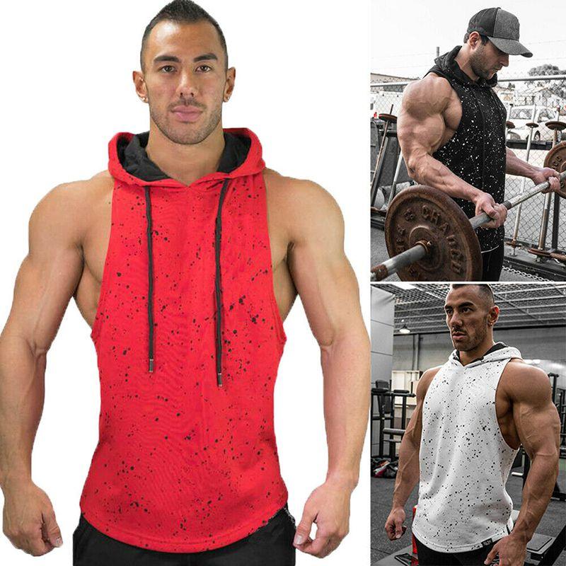 Gym Clothing Men Bodybuilding Stringer Hoodie Tank Top Muscle Shirt New Tee