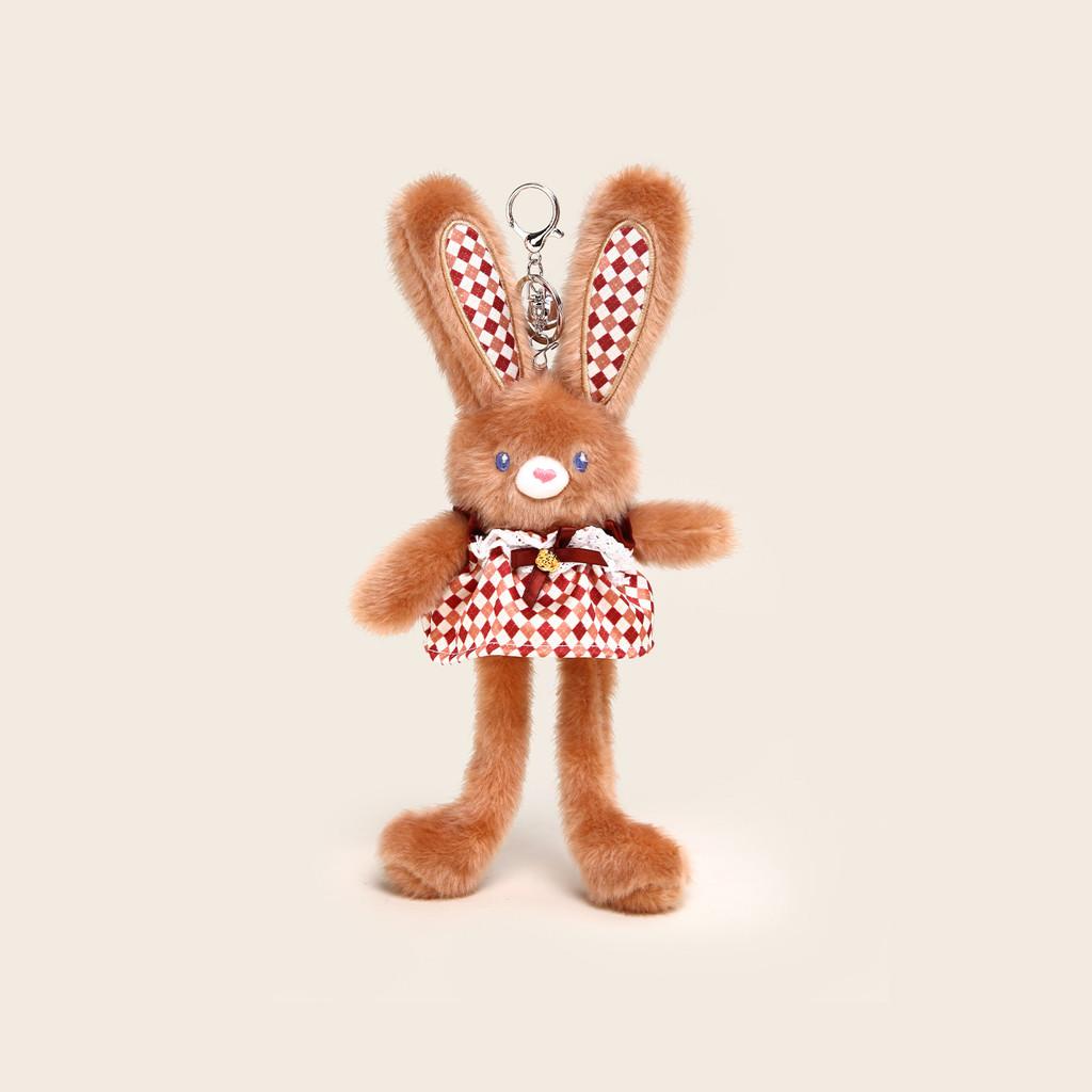 Warm Warm Stuffed Bunny Keyring With Plaid Dress Decoration For Cute Collection Fans