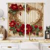 2PC Red Rose Gold Heart Curtains Baroque Print Light Filtering Drapes Luxury Romantic Home Decor for Bedroom Living Room