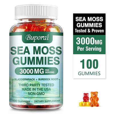 Seaweed Gummies, 3000mg, Bladderwrack & Burdock Root Extract, Immune Support, for Adults