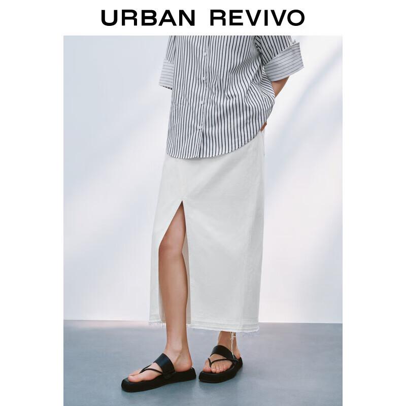 UR 2025 Summer Boho Asymmetrical Slit A-Line Skirt XXS