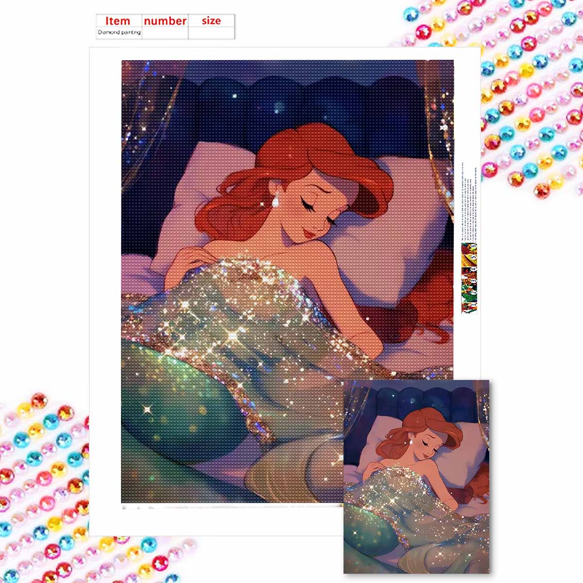 

Полная круглая алмазная живопись Спящая принцесса Искусство Стразы Картина Мозаика DIY 5D Вышивка крестом Домашнее украшение Round 20x30cm