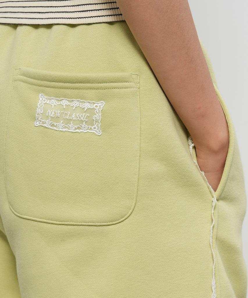 GENERALIDEA Lace-Trimmed Sweat Shorts [Avocado] / Gf2Lhp526