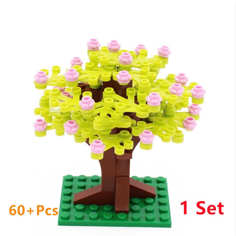 Bausteine Baum Blume Sets Stadt Pflanze Garten Bonsai Wald Natürliche Stadt Straßenansicht Park Dschungel MOC Modell Spielzeug Für Kinder