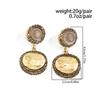 SHIXIN Vintage Inlaid Rhinestone Oval Drop Earrings for Women Luxury Geometric Round Pendant Earrings Party Fashion Jewelry Gift