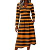 Women's Halloween Printed V-Neck Long Sleeve Dress with Pockets