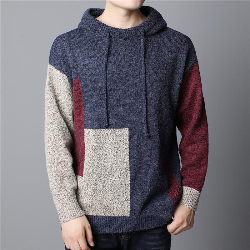 

Мужской вязаный кардиган-худи свитер большого размера в корейском стиле тренд 5XL синий