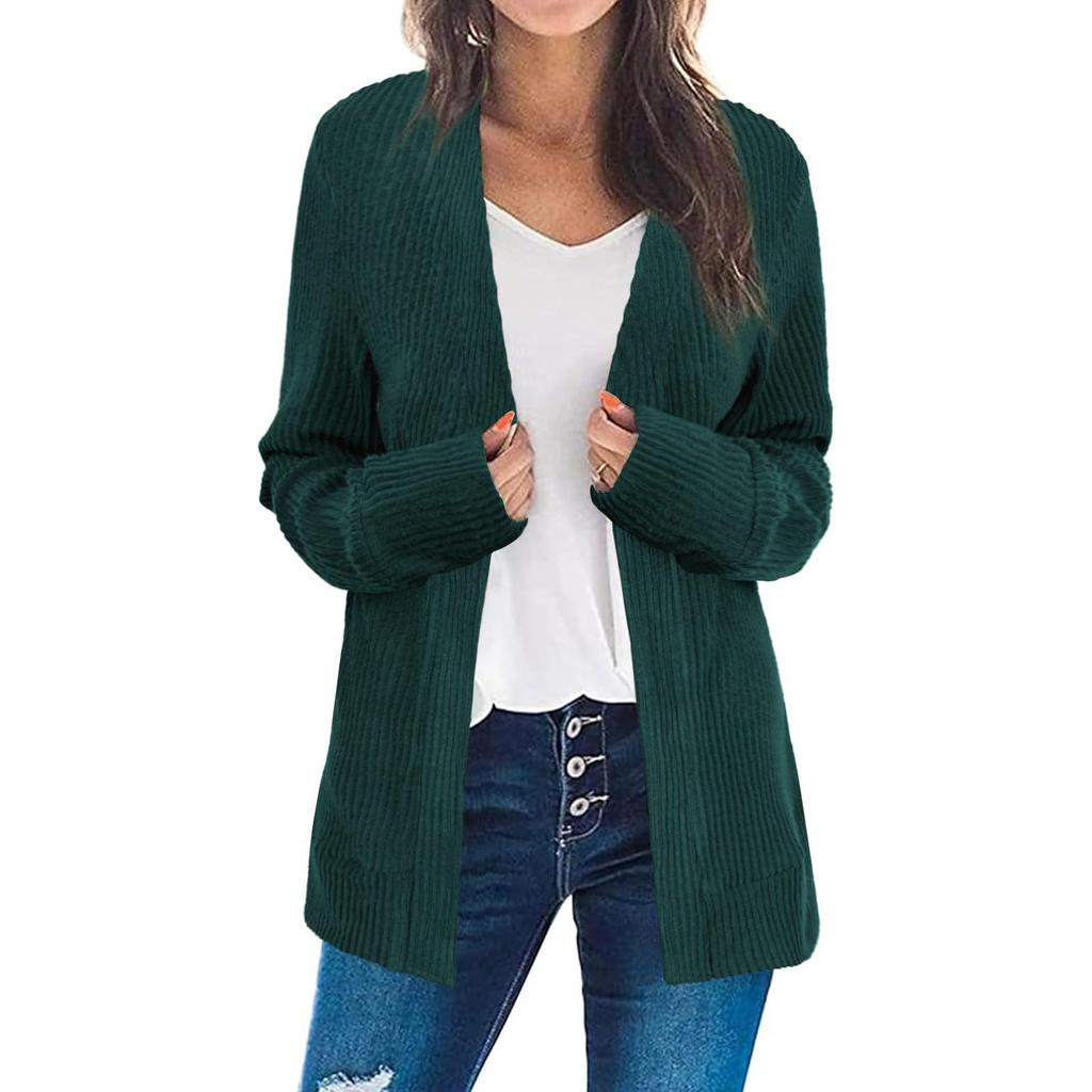 Women's Casual Fashion V-Neck Color Long Sleeve Knit Coat