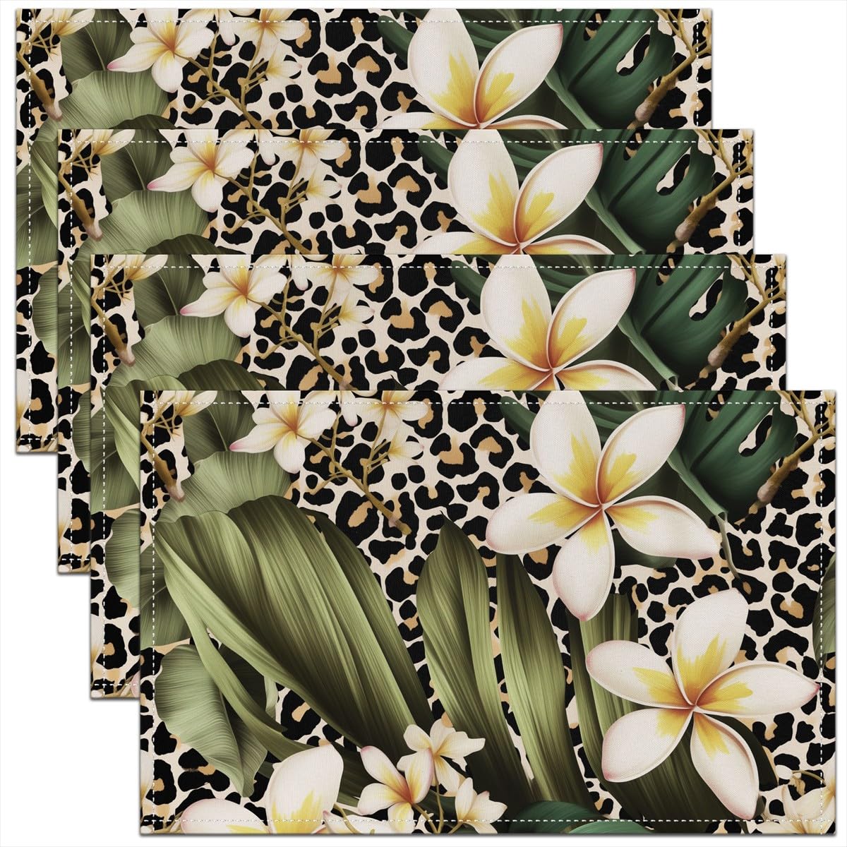 

Western Decor Placemats Set of 4 Boho Exotic Leopard Print Table Mats Placemat 12 x18 Kids Kitchen Bohemian Wild West Cowboy Placemats 4pcs-12x18