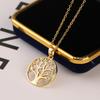 Colorful Zircon Hollow Heart Shape Tree of Life Pendant Necklace with Tassel Design Women's Jewelry