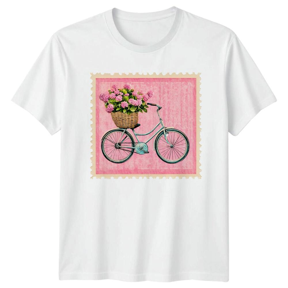 Bicycle With Hydrangeas Cycling Hobbies Unisexs TShirt Unisexs Tee Graphic S