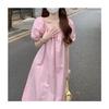 French square collar dress women's summer new design sense niche bubble short sleeve gentle wind skirt