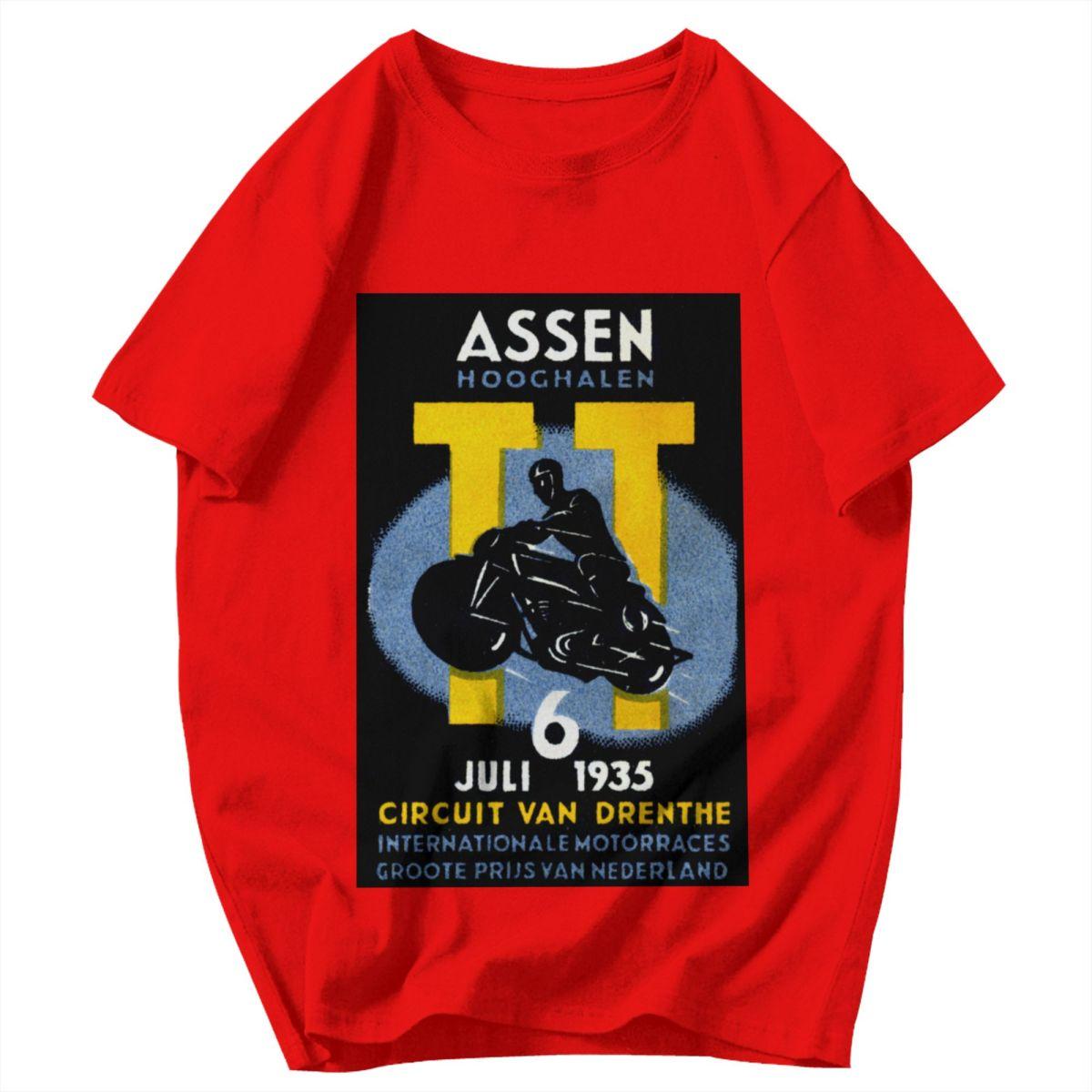 Men T Shirt Vintage 1935 International Motorcycle Race Cotton Y2K Graphic Oneck Unisex Tops T Shirts S