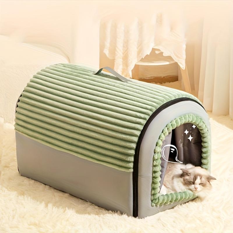 

Enclosed Pet House with Door Curtain - All-Season Indoor Dog Bed & Cat Bed, Detachable Washable Warm Tent for Small Animals L светло-зеленый