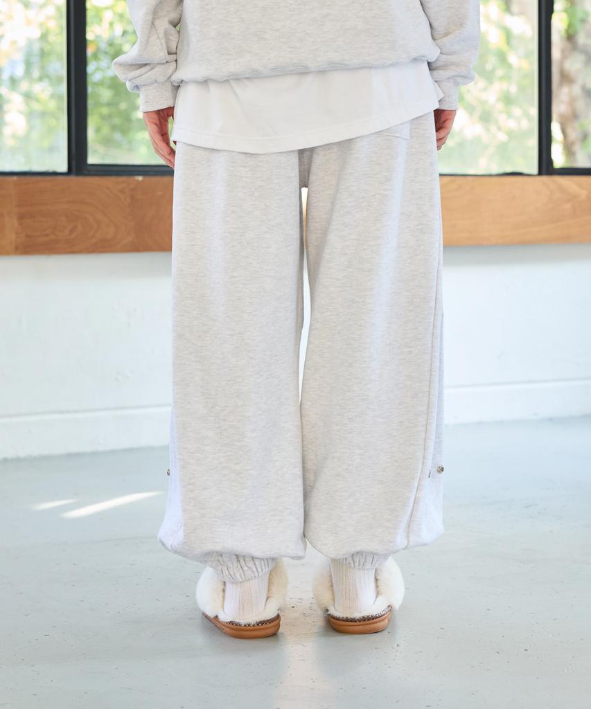 Alikim Goodluck Heart Snap Off Sweat Pants / White-Melange