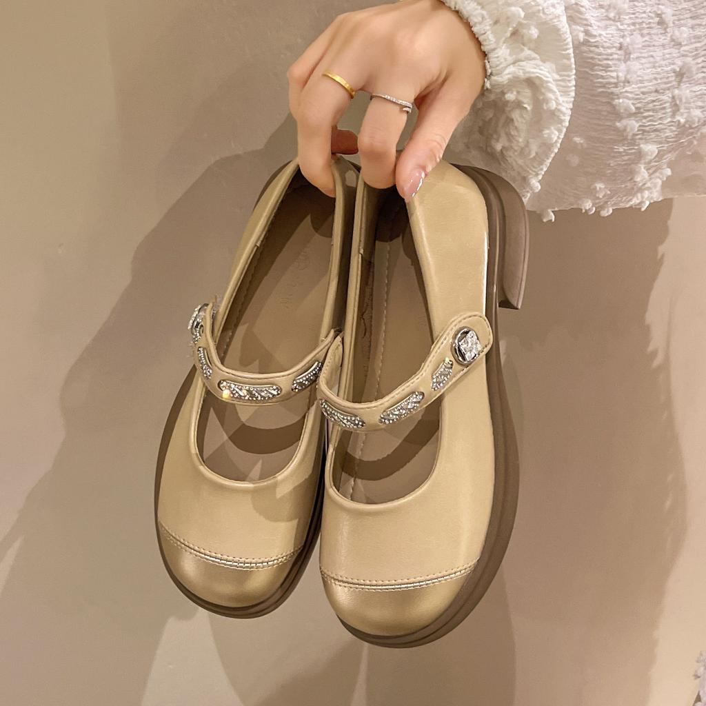 Fashion Mary Jane Shoes for Women Rhinestone Woman Pumps Low Heel Elegant Summer 2025 Quick Delivery Non Slip on Sale 39 Footwear Offer
