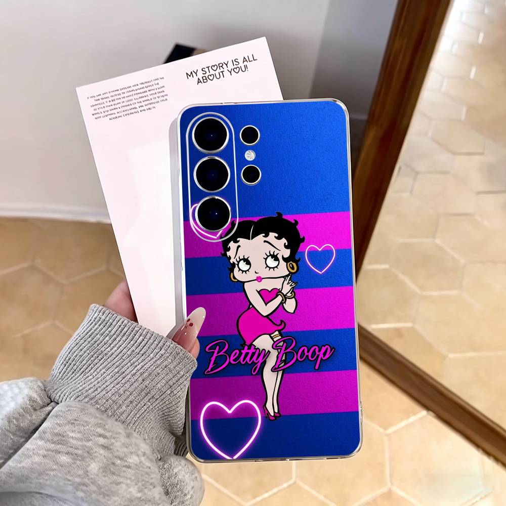 B-Betty Cute B-Boop Phone Case For Samsung S25,S24,S21,S22,S23,S30,Ultra,S20,Plus,Fe,Note,10,9,5G Transparent Cover