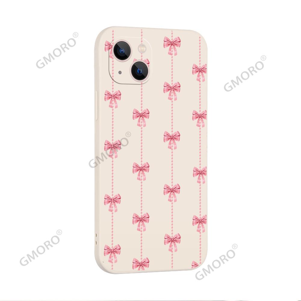 Full Screen Bow Design Sense Apple 15 Mobile Phone Case for Girls Iphone16promax Silicone Protective Case