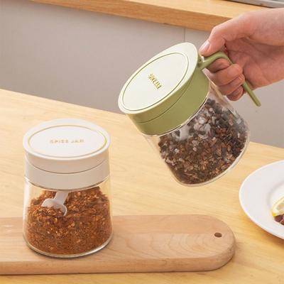 Frasco de Especias de Vidrio con Cuchara Botella Sellada para Condimentos Botella Multiusos para Almacenamiento de Especias Almacenamiento de Alimentos