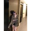 Kumikumi Gyaru Style Retro Leopard Print Frill Long sleeve Shirts Women clothes Early Autumn Loose Slimming Versatile Top