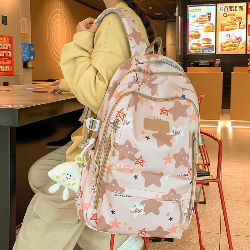 Schoolbag Children Elementary School Girls Junior High School Students College Students Large Capacity Star Backpack