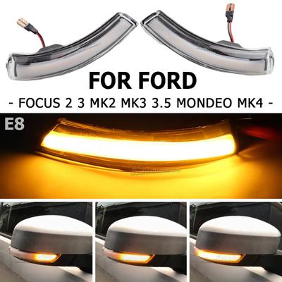 2X LED Dynamic Turn Signal Light Side Mirror Sequential Blinker Indicator Lamp For Ford Focus 2 3 Mk2 Mk3 Mondeo Mk4 EU