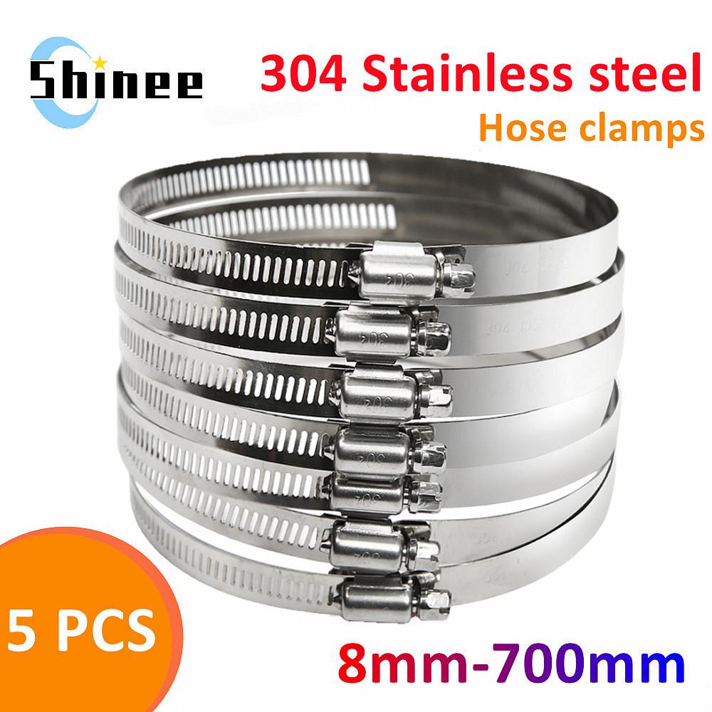 

5pcs 8mm-700mm Pipe Clamps Heavy Duty Stainless Steel Hose Clips Car Fuel Hose Pipe Clamps Worm Drive Durable Anti-oxidation 8-12mm