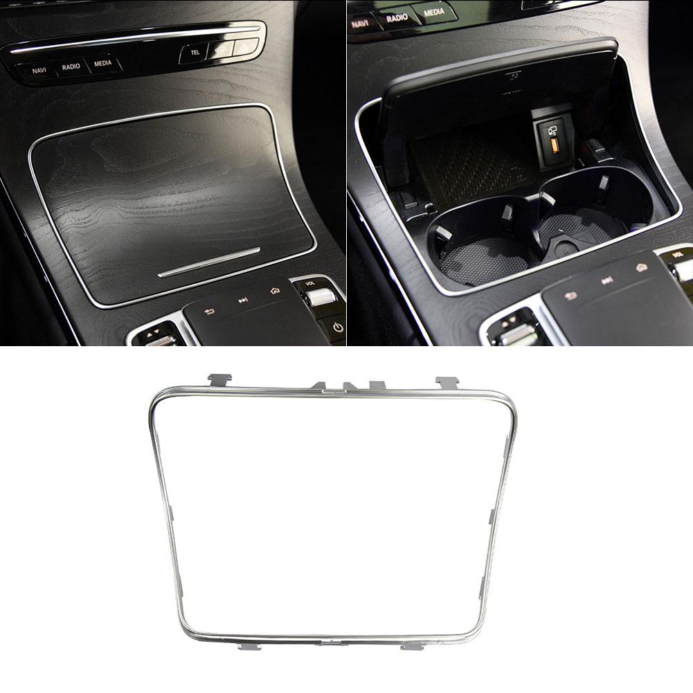 Car Water Cup Holder Strip Silver Chrome Frame Ashtray Cover Plating Strip for Mercedes Benz C GLC Class W205 W253 15-20