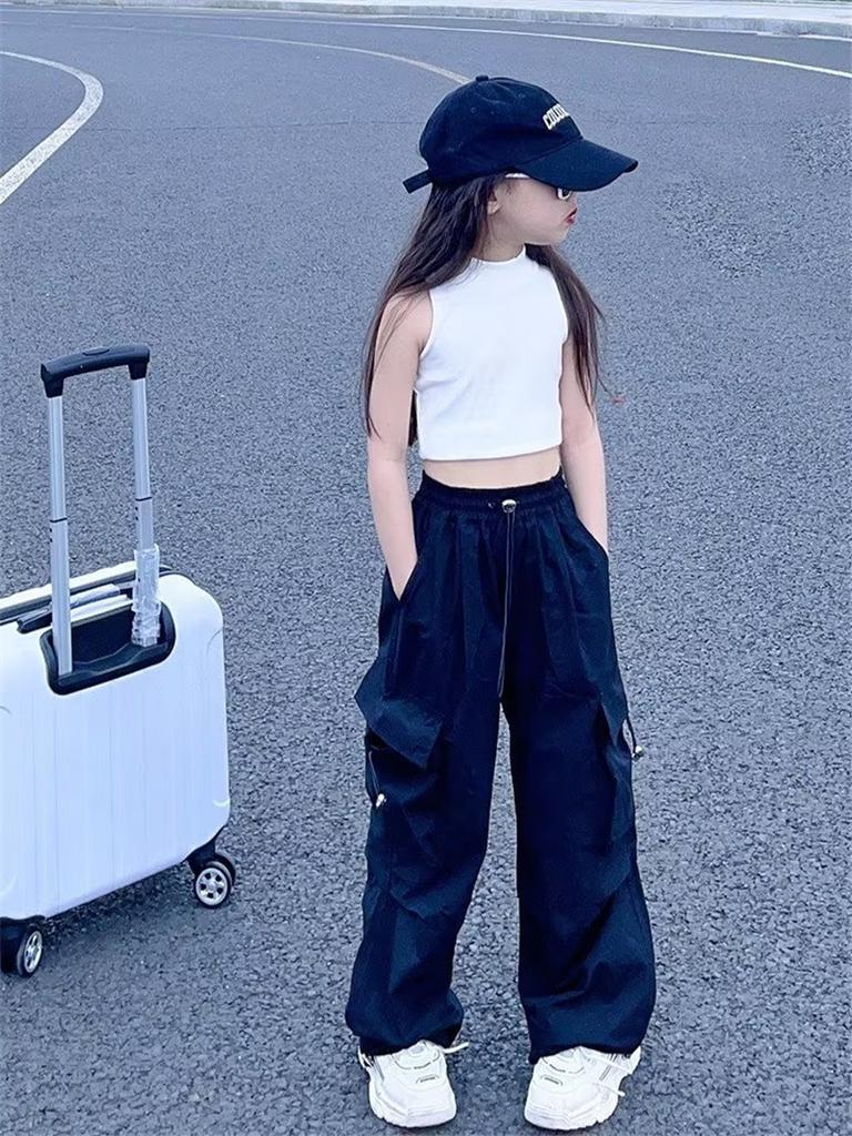 Teen Mädchen Joggers Hosen Lose Casual Mode Kinder Gerade Hosen Taschen Design Trendy Coole Streetwear Kinder Hosen