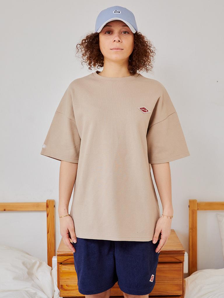 Akau Oversized Basic Ponte T-Shirt (Beige)