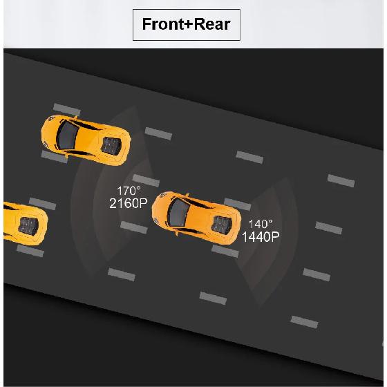 Yangood 4K Dashcam Mini Car DVR Support GPS Speed Display APP/WIFI real-time Control Night Vision2.5K Rear View Camera Black Box