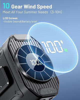 Hängende Hüftventilatoren Hüftclip-Ventilator Tragbarer Unterhemd-Ventilator USB-Aufladung Elektrischer Ventilator Outdoor-Camping-Kühlgerät LED-Licht